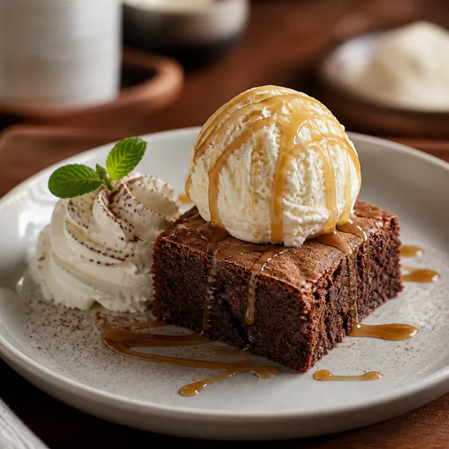 Brownie con helado de Chicharrón Factory