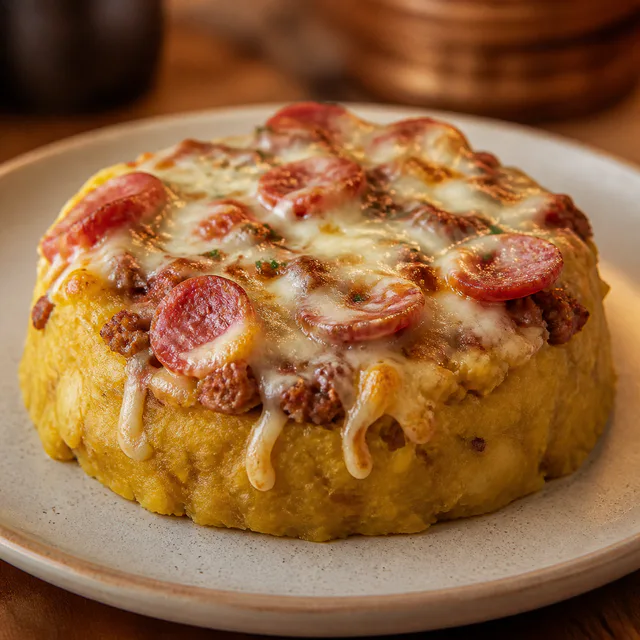 Mofongo pizza de Chicharrón Factory