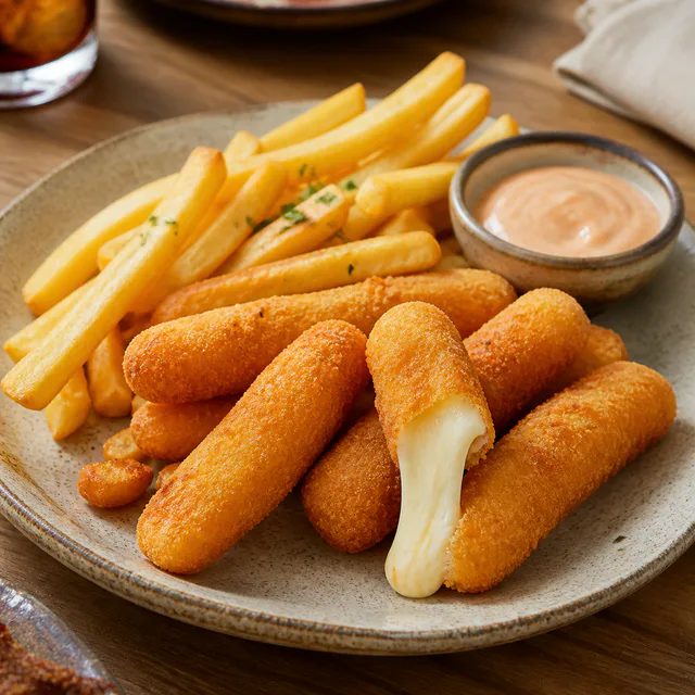 Palitos de mozzarella con papas de Chicharrón Factory