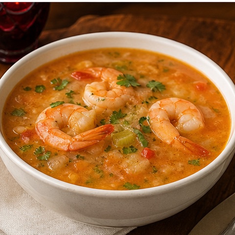 Sopa de camarones de Valentino Restaurant