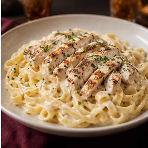 Pasta en salsa Alfredo de Valentino Restaurant